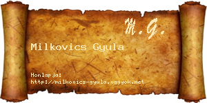 Milkovics Gyula névjegykártya